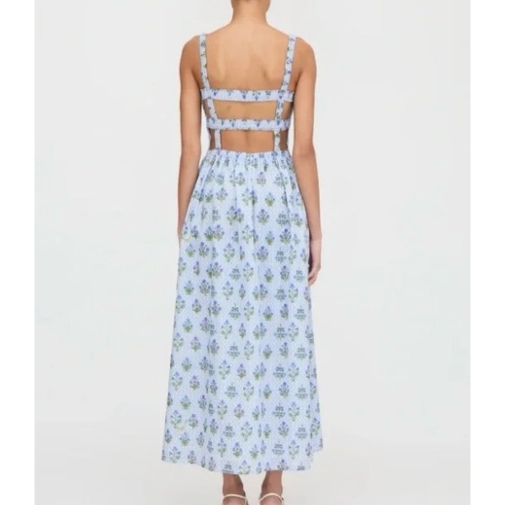 hill house the anita nap dress blue block floral print, women size large - Picture 2 of 9